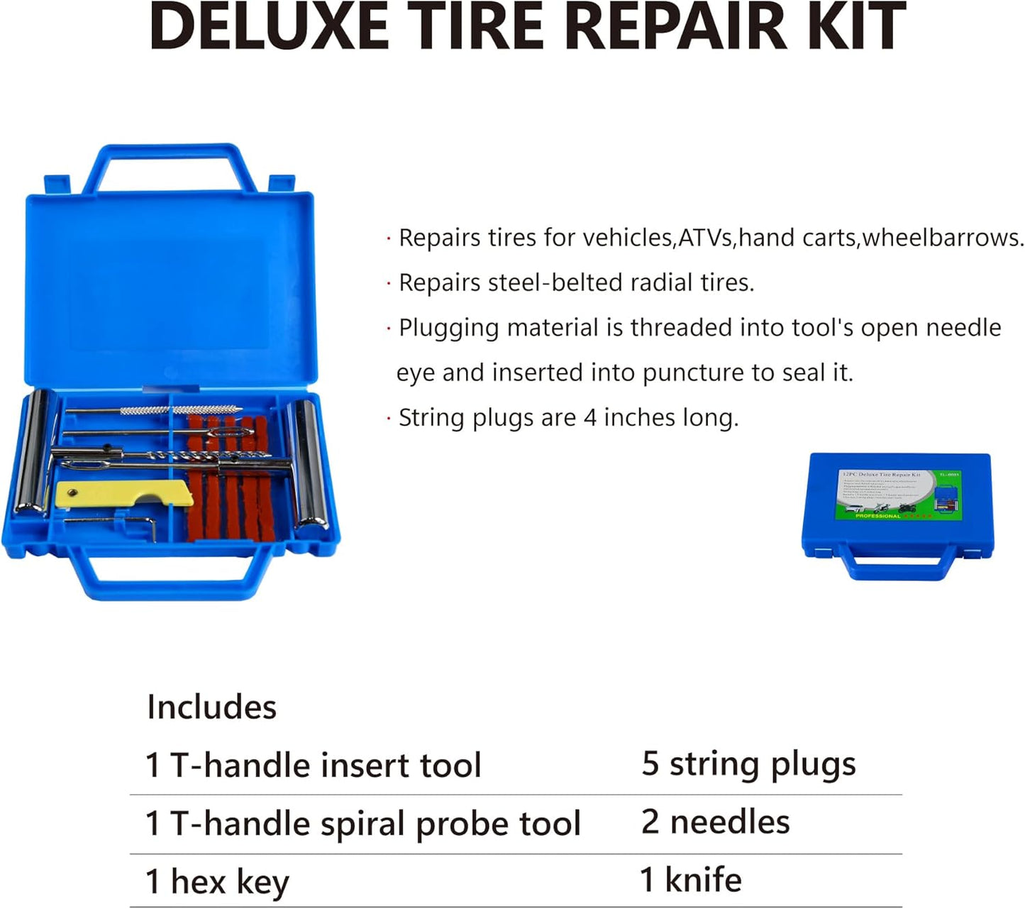 4 Piece Car Truck Floor Jack Service, Hydraulic Trolley Floor Jack & Jack Stands & Tire Repair Kit for Garage Shop DIY, Lifting Range 3.3"-15.2", Steel Car Jack 2 Ton/4000 LBS Capacity, Red