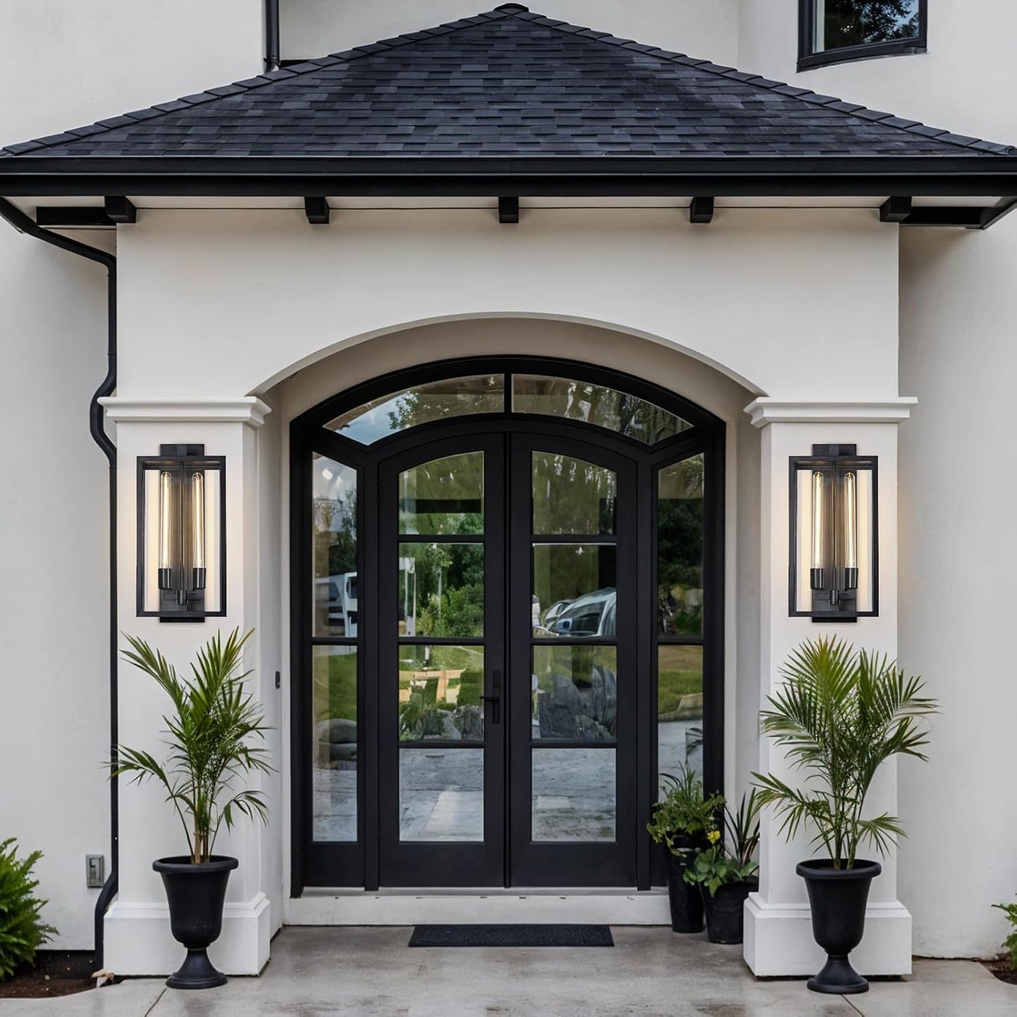 Outdoor House Lights Wall Mount, 21" Large Wall Sconces Wall Lights for House, Black Waterproof Modern Porch Lighting Exterior Lamp for Porch, Front Door, House Garage, Farmhouse (Bulbs Included)