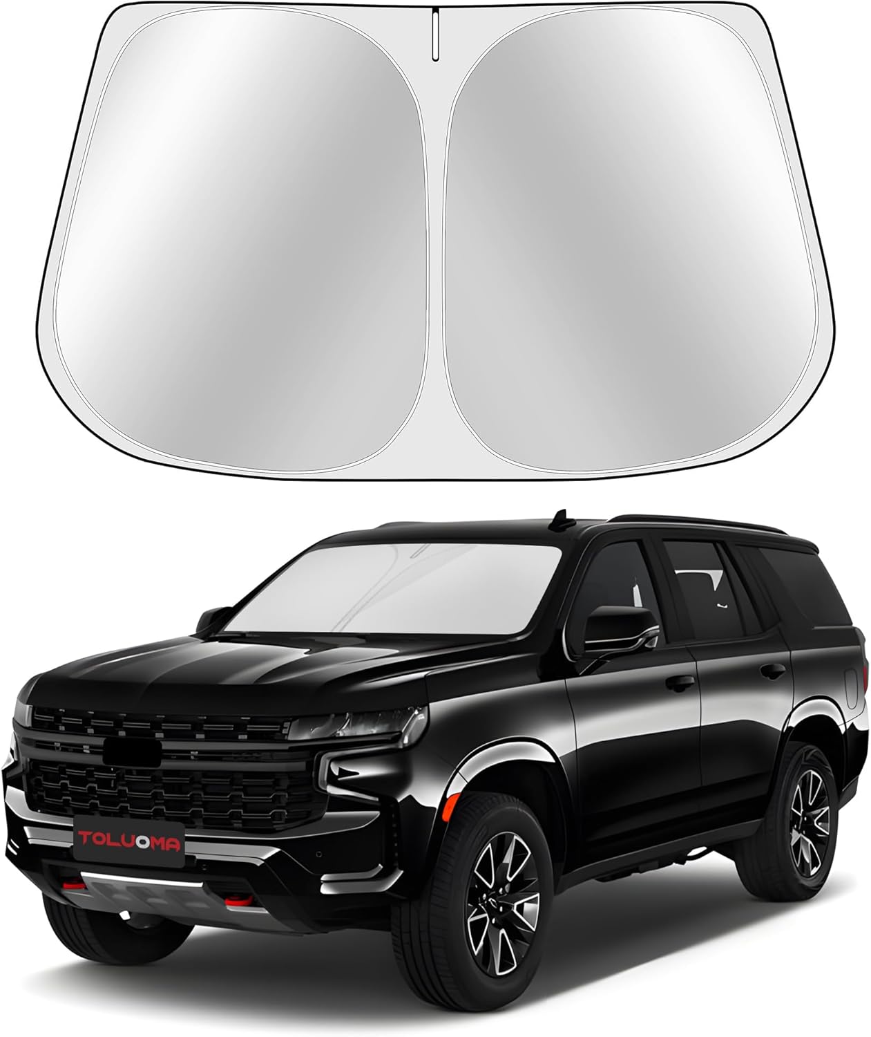 Custom Fit Windshield Sun Shade for Tahoe 2021-2025 - Full Coverage, 210T Reflective Fabric, Double-Layer Design - Blocks 99% UV Rays, Keeps Car Cool, Easy to Install and Store