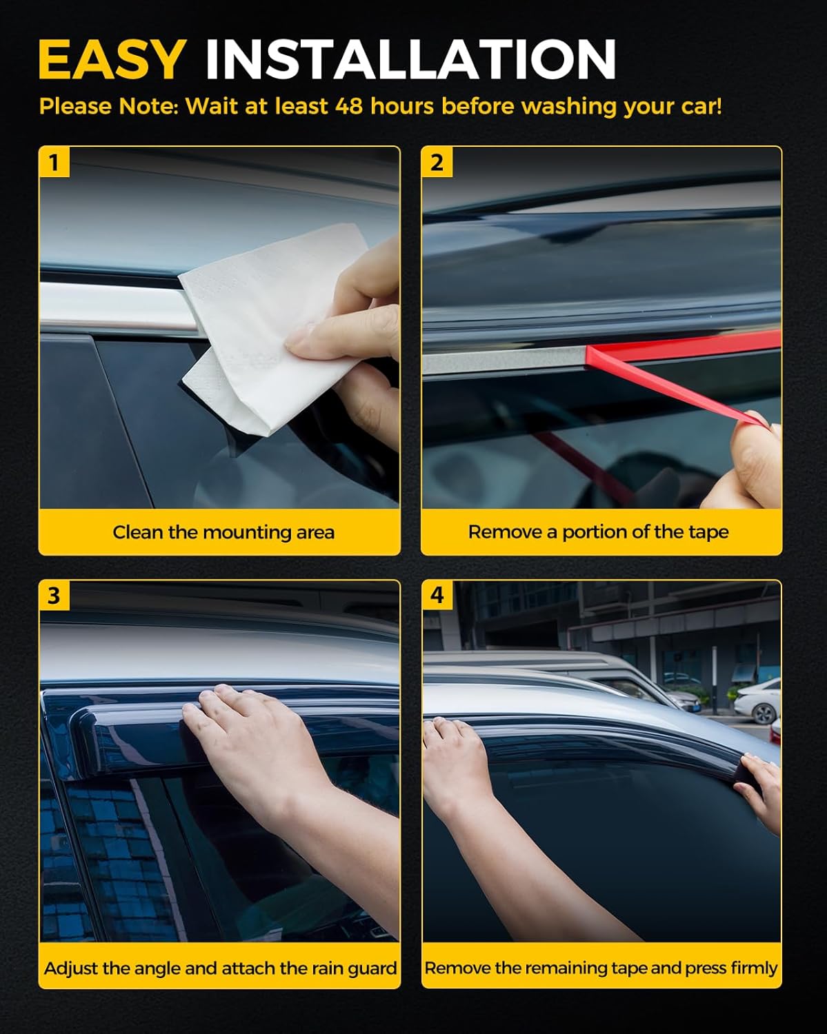 Rain Guards for Car Windows, Tape-On Window Visors Rain Guards Fit for 2014-2020 Nissan Rogue, Window Deflectors, Vent Visors for Nissan Car Accessories, 4 Pieces