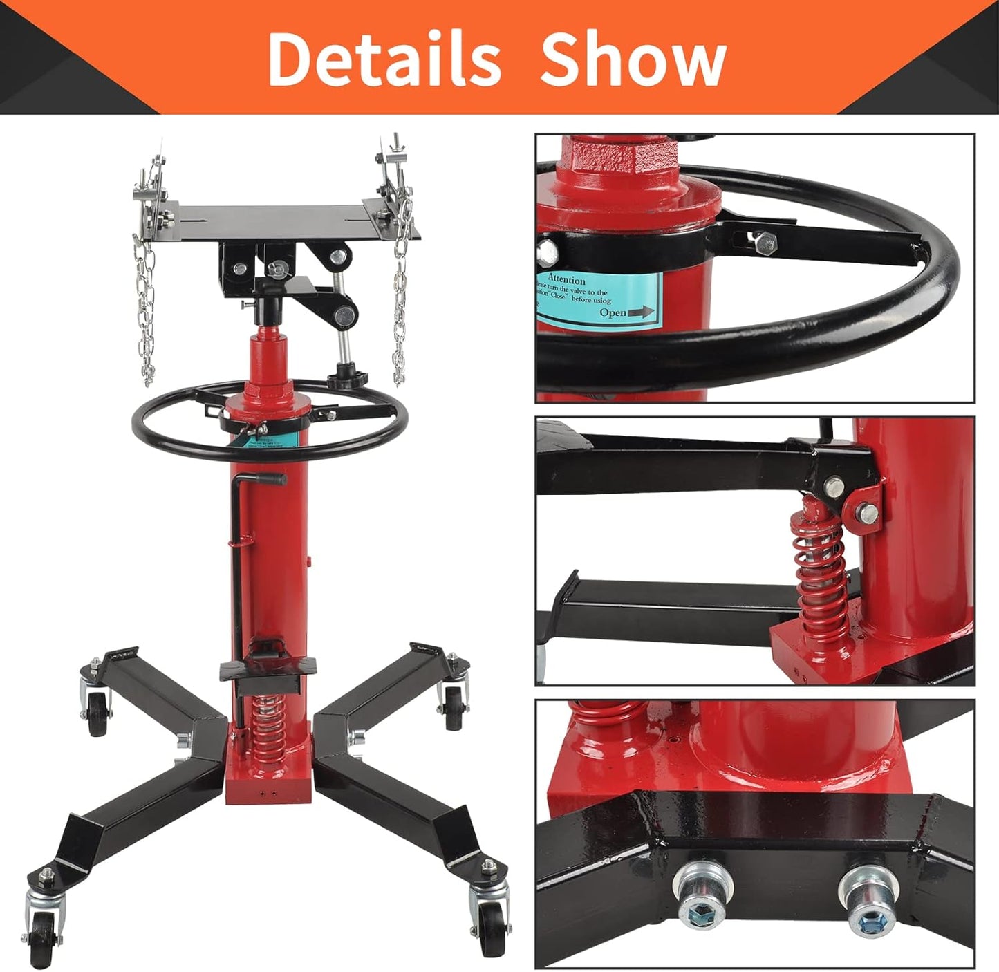 1600Lbs 2 Stage Hydraulic Transmission Jack Stand Telescoping 34" - 70" Adjustable Height with Foot Pedal 360 Degree Swivel Wheel Lift Hoist for Car Lift Garage Shop Floor