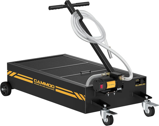 20 Gal Electric Oil Drain Pan, 110V High-Flow Pump, 9.8 FT Hose, 200 W Motor, 2 Locking Swivel Casters and 2 Directional Wheels Stable, Folding Handle, Heavy-Duty for Trucks, RVs, SUVs, Black