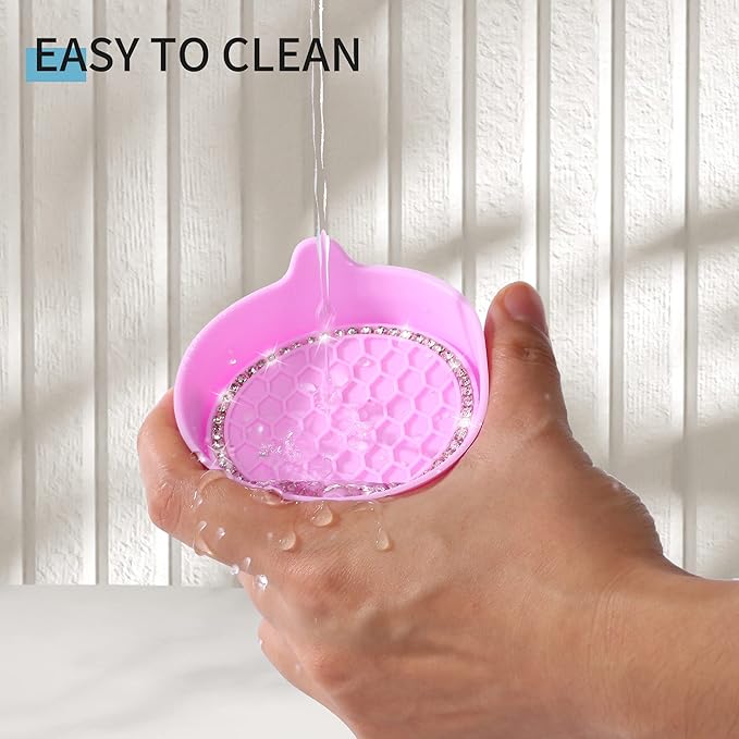 Amooca Car Cup Coaster Universal Non-Slip Cup Holders Bling Crystal Rhinestone Car Interior Accessories 4 Pack Pink