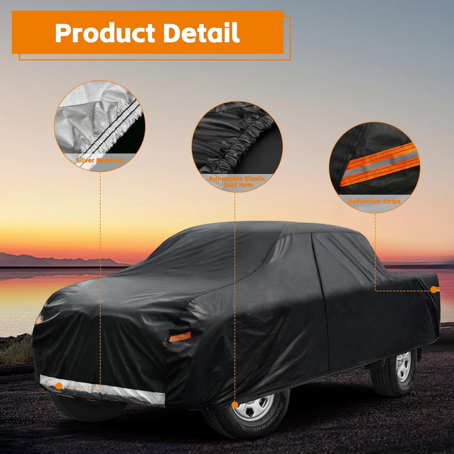 Kayme Truck Cover Custom Fit Dodge Ram 1500(1994-2001) Regular Cab Long Bed. Full Exterior Heavy Duty Outdoor Pickup Truck Car Cover Waterproof All Weather.Car Tarp for Wind Sun Dust Protection.Black