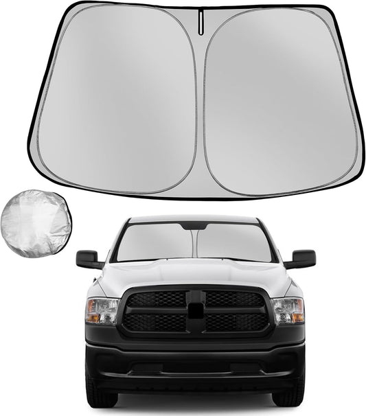 Windshield Sun Shade for 2011-2018 Dodge Ram 1500 Foldable Sun Sunshade for Car Front Window Blocks UV Rays and Heat Automotive Interior Protector Custom Fit Accessories