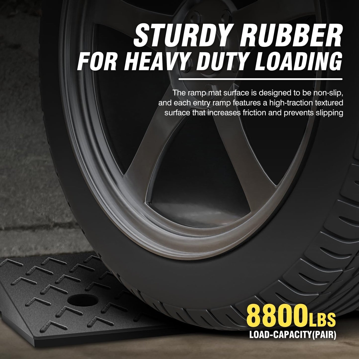 DNA MOTORING 2pcs 3.1" Rise Rubber Arrow Curb Ramp Heavy Duty Loading Driveway Ramp Threshold Ramp 37.4in L x 9.1in W x 3.1in H for Loading Dock, Warehouse, Wheelchair, Motorcycles, Cars, TOOLS-00649