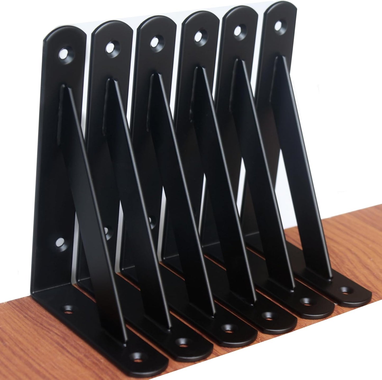 6 Pack L6 x H 4" Black Heavy Duty Shelf Brackets with Screws Metal Shelf Brackets Shelf Support Angle Brackets for Shelves L Brackets Heavy Duty Floating Shelf