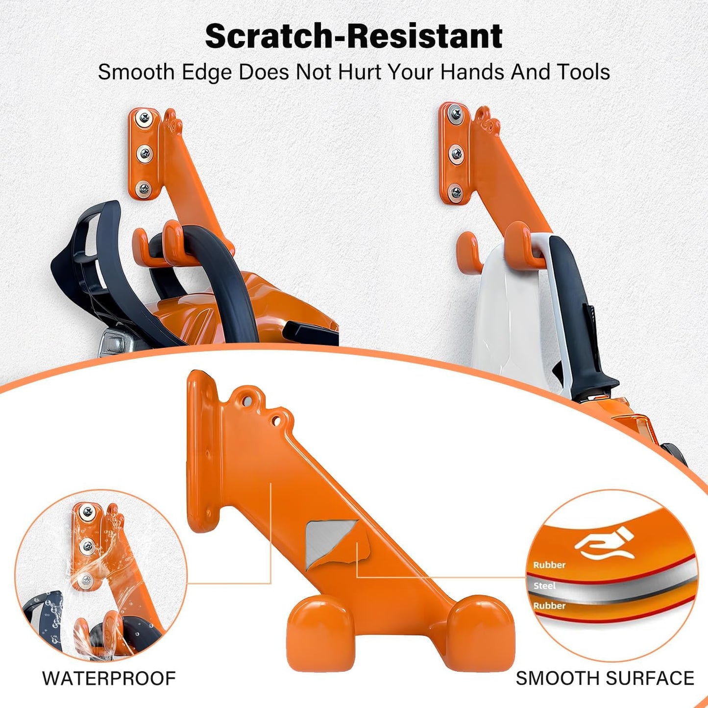 Chainsaw Hanger - 1Pack/2 Pack Chainsaw Holder, Heavy Duty Chainsaw Wall Mount, Garage Organization Garage Storage Shed Organizer Mounted Chainsaw Rack Tool Racks (1, Orange)