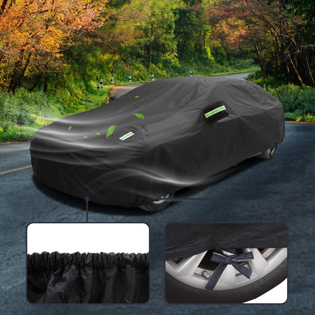 Waterproof Car Cover Compatible with Tesla Model 3 | Premium All-Weather Cover with Cotton Lining | Custom Rain Sun Snow Covers for Indoor/Outdoor All-Season Protection