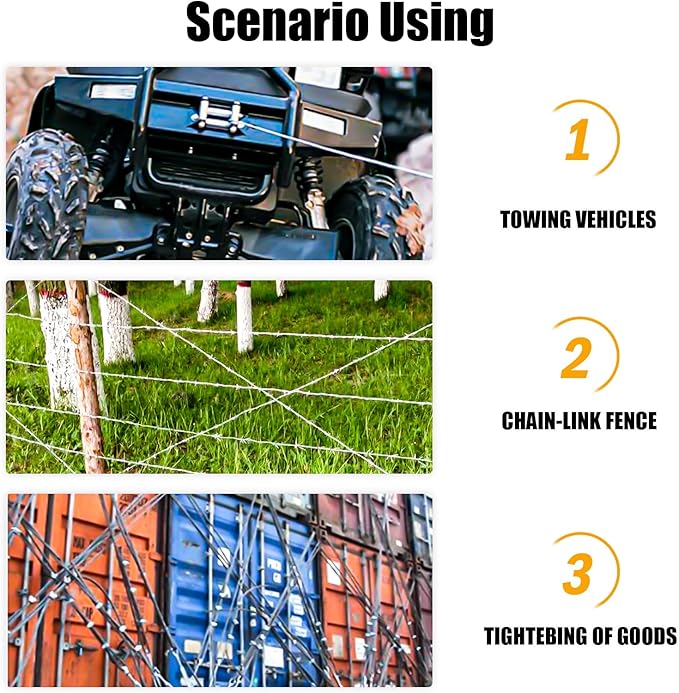 Come Along Winch 4 Ton (8800 lbs) Pulling Capacity 10 ft Steel Cable 3 Hooks Heavy Duty Ratchet Power Puller Tool with Dual Gears Automotive Hoist Cable Puller