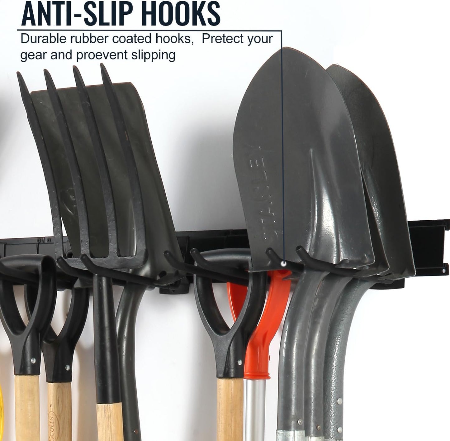 Clamping Garden Tool Organizer, Garage Organization Wall Mount Tool Holder, Heavy Duty Garage Storage Tool Rack, Shovel Hangers Yard Tool Hook, Hold Up to 420lbs (48Inch Grey)