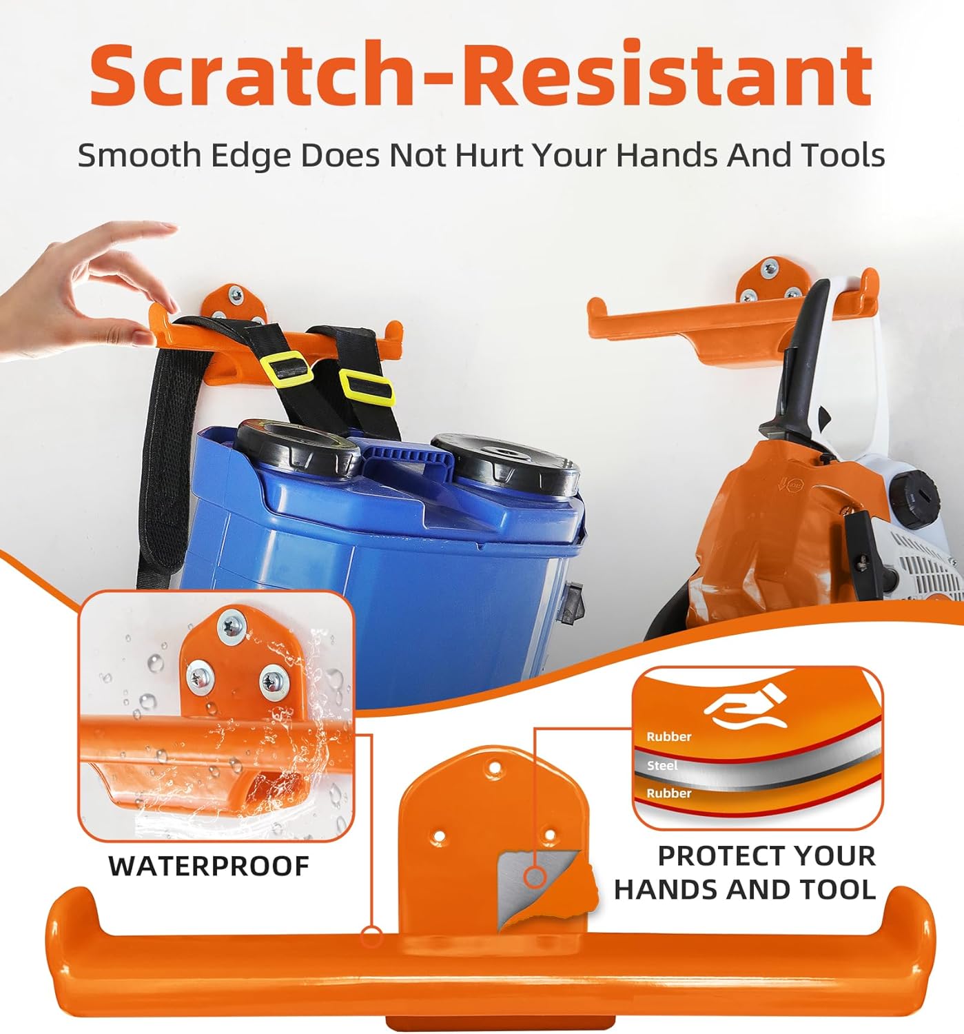 Backpack Leaf Blower Hanger, 2 Pack Backpack Sprayer Wall Mount, Heary Duty Chainsaw Wall Mount Stand Accessories Garage Organization Storage