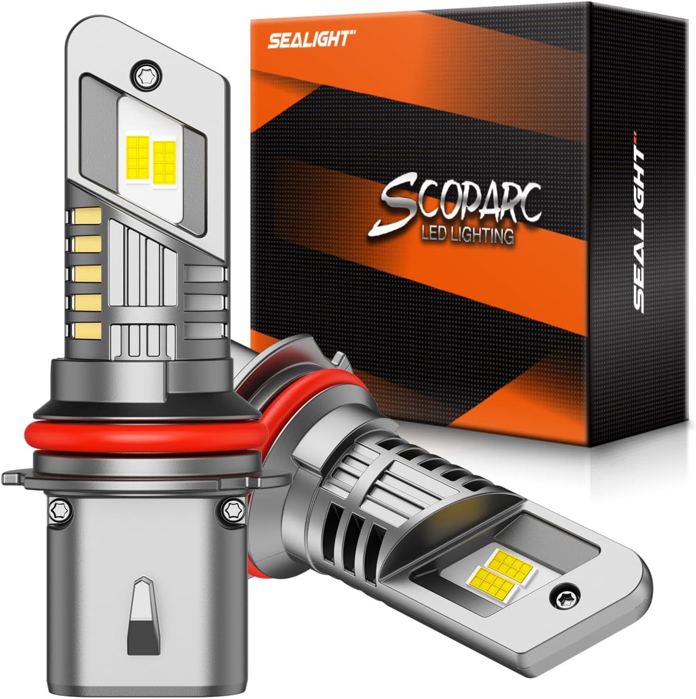 SEALIGHT 9007 HB5 Bulbs, 30000LM 9007 Fog Bulbs 6500K Cool White, 1:1 Mini Size, Powersports Accessory Lights or ATV Light with Cooling Fan, 3 Mins Plug-N-Play, Pack of 2