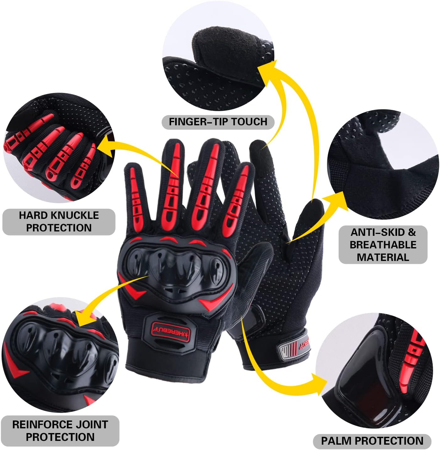 Motorcycle Gloves Touch Screen Full Finger Riding Gloves Knuckle Protection for Men and Women for Dirt Riding, Road Racing, Cycling, Climbing Work Outdoor Sports