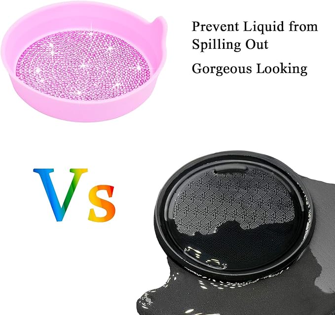 Amooca Car Cup Coaster Universal Non-Slip Cup Holders Bling Crystal Rhinestone Car Interior Accessories 2 Pack Pink Whole Rhinestone