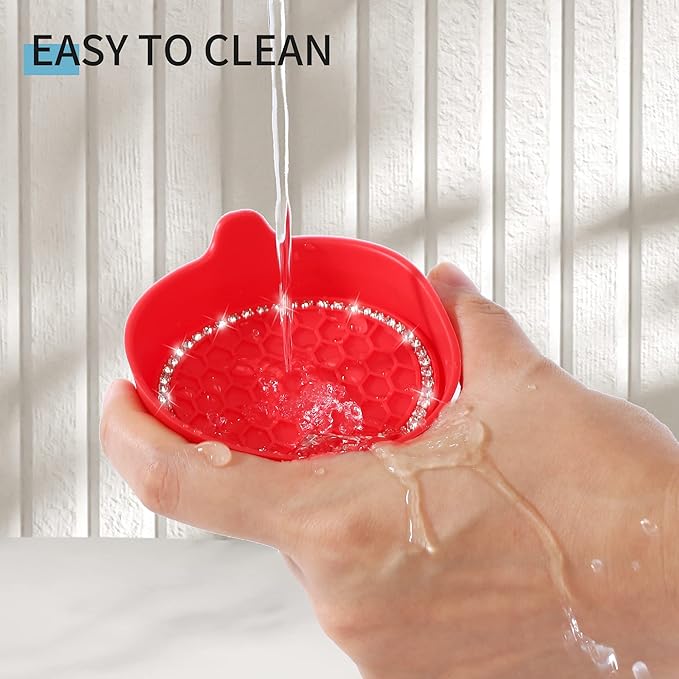 Amooca Car Cup Coaster Universal Non-Slip Cup Holders Bling Crystal Rhinestone Car Interior Accessories 4 Pack Red