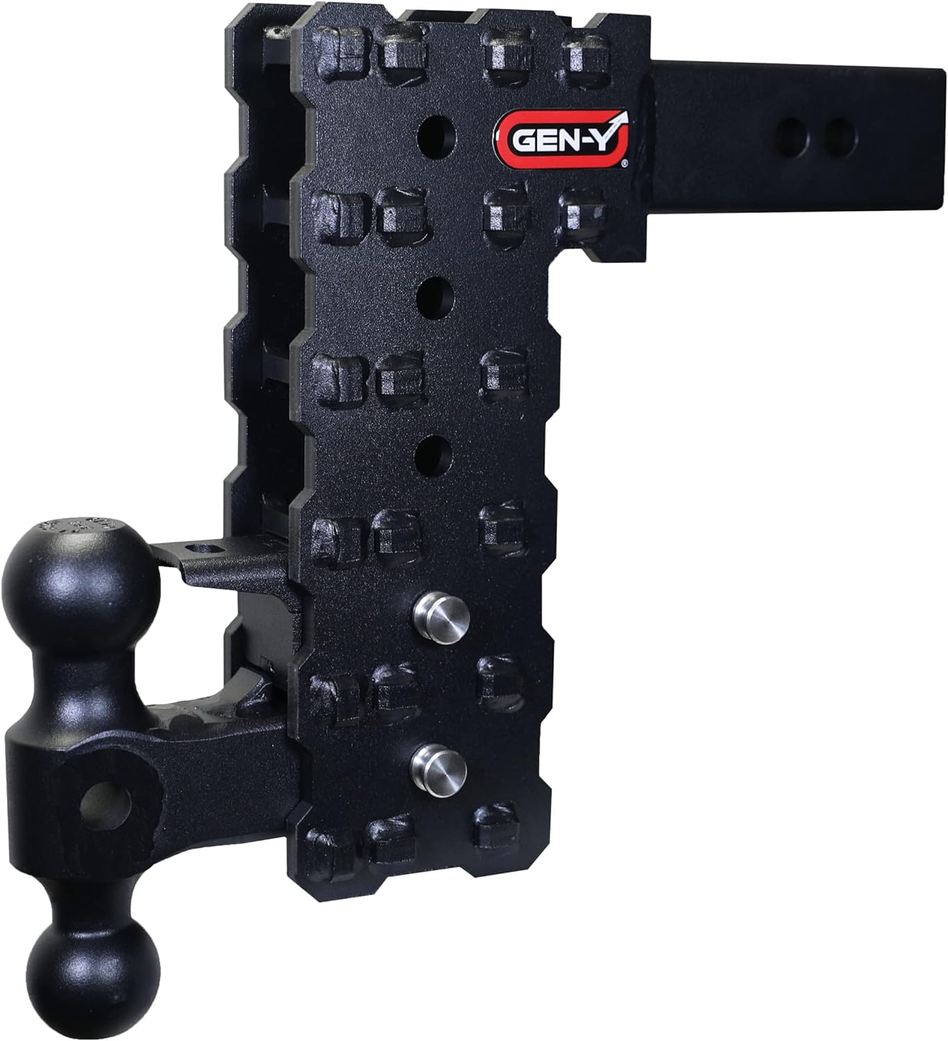 GEN-Y Hitch Solid Shank Adjustable Tow Hitch with Dual-Ball and Pintle Lock for 2.5" Receiver - 10" Drop - 16,000 LB Towing Capacity - 1,600 LB Tongue Weight - Black
