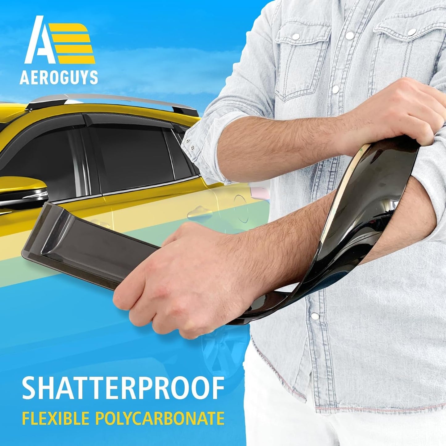 Extra Durable Window Deflectors Tape-On Window Visors Rain Guards Fit for Toyota RAV4 2013-2018, Sun Visors, Wind Vent for Shades, Exterior Car Accessories - 6pcs. AG0245