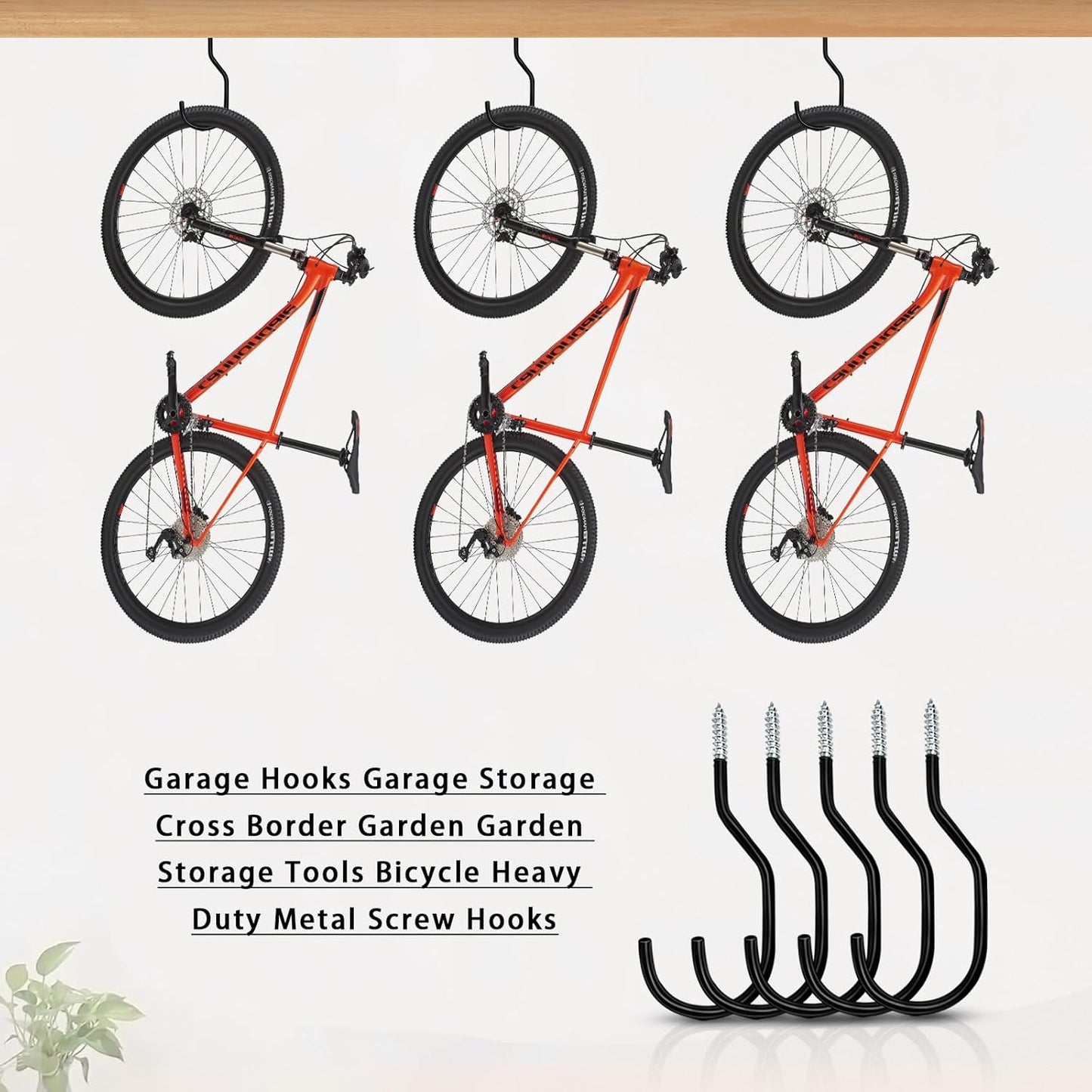 Bike Hooks Heavry Duty 6-Pack,Bicycle Storage Hanger Screw in Ceiling Hooks,Utility Hooks for Wall,Garage,Garden Organization and Storage,Fits Hanging All Bike Types,Bicycle Storage Hooks