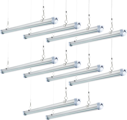 10 Pack 8FT T8 LED Shop Lights, 120W Integrated Tube Light, 19200LM 6000-6500K Daylight, Linkable Lighting, Plug & Play Energy-Saving Commercial Bay Lighting Garage Warehouse Basement (V4-4)