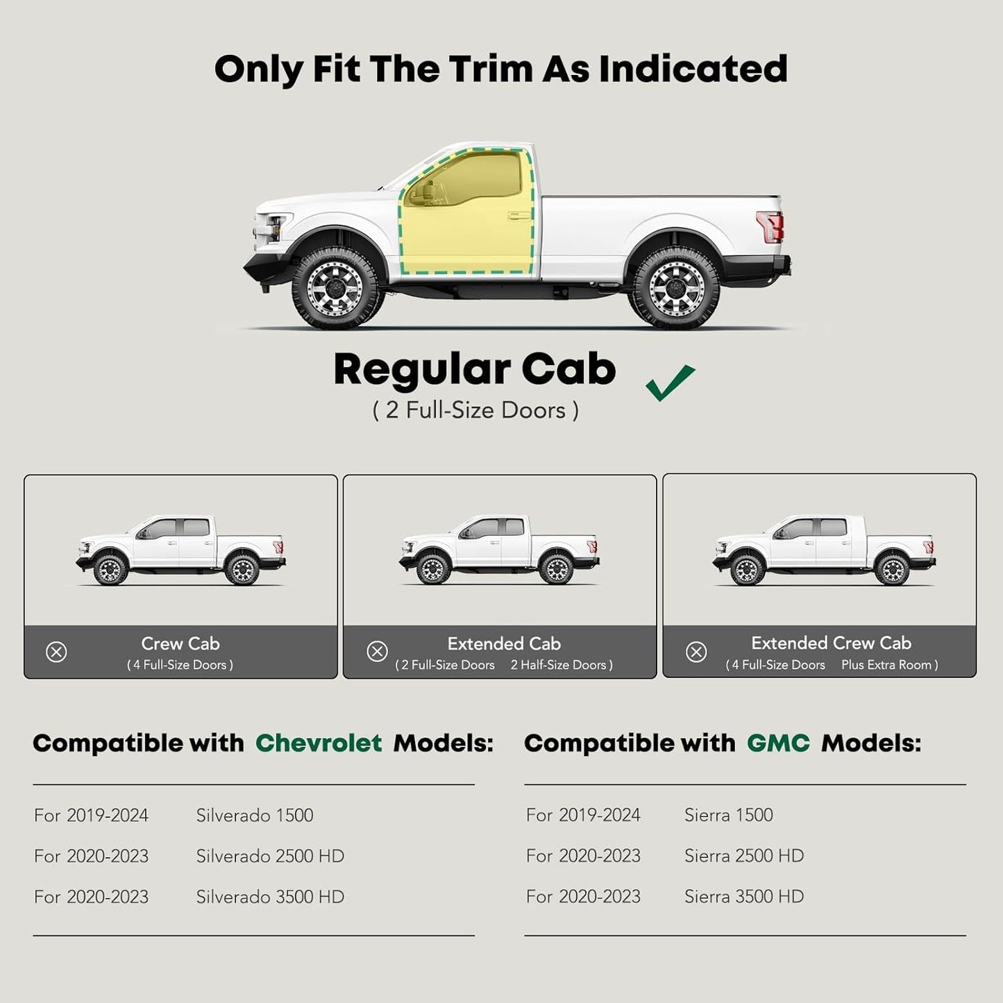 YHTAUTO 5 Inch Running Boards Side Step Bars Fit for 2019-2024 Chevy Silverado & GMC Sierra 1500/2500 HD/3500 HD - Standard/Regular Cab, Carbon Steel Black Powder Oval Straight Truck Step Rails