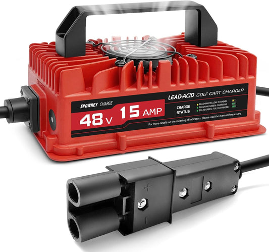 15 Amp 48 Volt Golf Cart Battery Charger for Yamaha G19-G22 with 2-Pin Plug