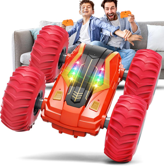 Tecnock Large Remote Control Car for Kids, 1:14 Bigger Size RC Stunt Car with Inflatable Tires, 2.4GHz RC Cars with 40-Min Playtime, Double Sided 360° Rotates and Flips, Toys Gift for Boys and Girls