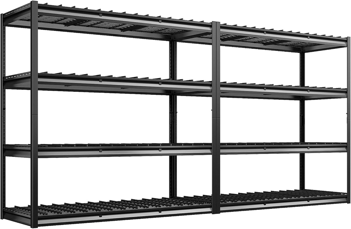 REIBII 60" W Garage Shelving Heavy Duty 2500LBS Storage Shelves 4-Tier Garage Shelves, Adjustable Metal Shelving for Warehouse, Pantry, Kitchen, Commercial, 60" W*60" H*24" D, 2 Pack