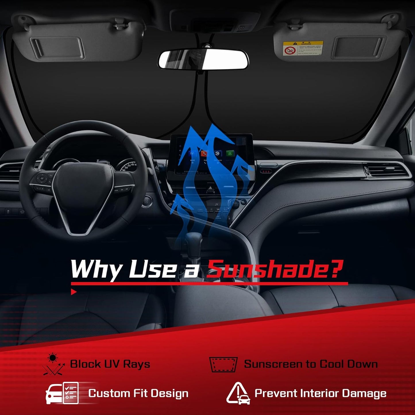 ARISMOTOR Windshield Sun Shade for Cadillac Lyriq Electric 2023-2025, Custom Fit Foldable Front Window Sunshade Sun Visor Protector, Block UV Rays Keep Your Car Cooler