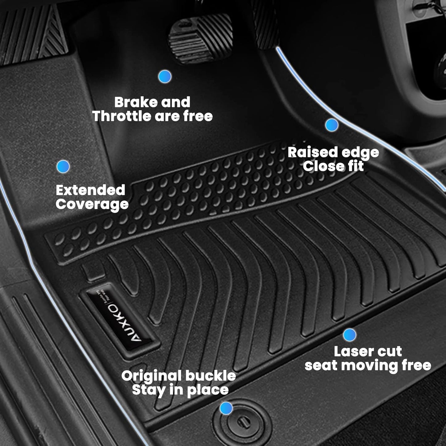 Auxko All Weather Floor Mats Cargo Mat Fit for 2025 2026 Honda Civic Hybrid Hatchback (Not Sedan) Accessories Odorless Anti-Slip Floor Mats Trunk Mat for Honda Civic Hybrid Black
