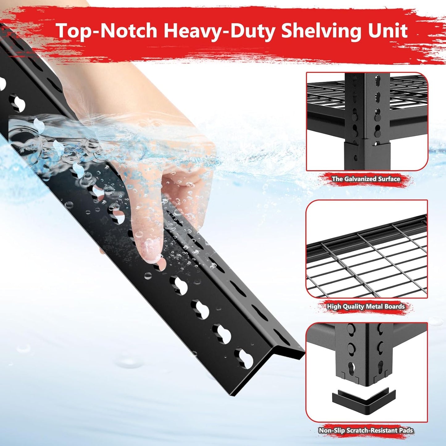 Storage Shelves 2PCS, Garage Shelving Heavy Duty 1920LBS Capacity, 36"L x 16"W x 60"H Adjustable Metal Shelving Organizer Wire Rack, 4 Tier Utility Shelf Unit for Pantry Closet Warehouse Organization