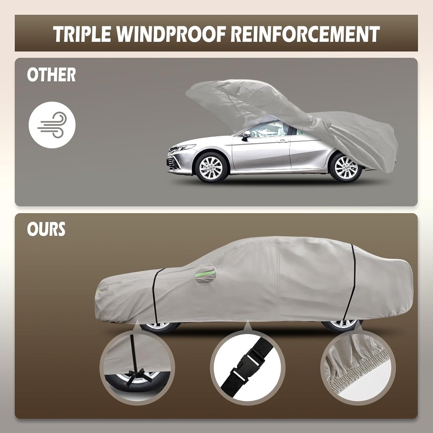 Migaven 6 Layers Car Cover Custom Fit for Toyota Corolla 2000-2025, Honda Civic 1991-2025, Waterproof Full Exterior Cover Sun Rain Protection with Door Zipper