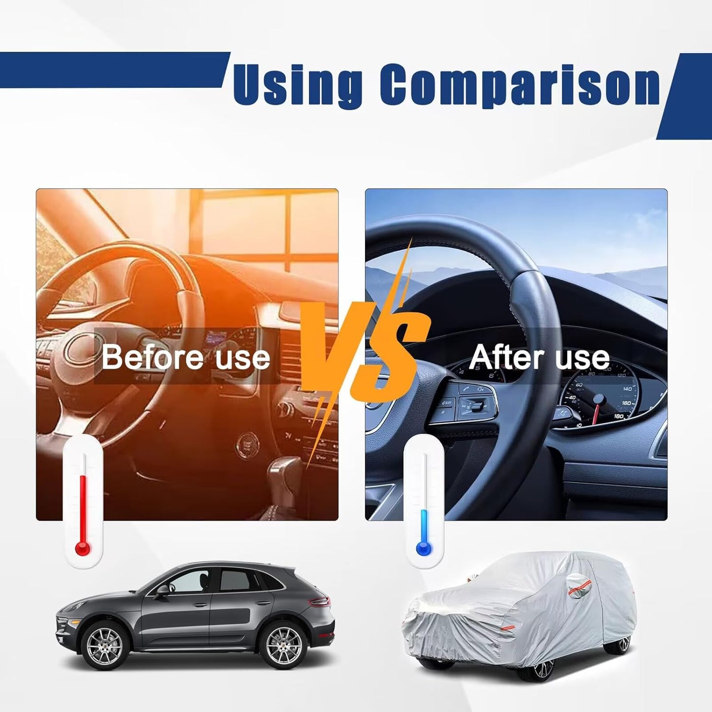 Kayme 6 Layers SUV Car Cover Custom Fit for GMC Terrain (2010-2025) Waterproof All Weather for Automobiles, Outdoor Full Cover Rain Sun UV Protection.Silver