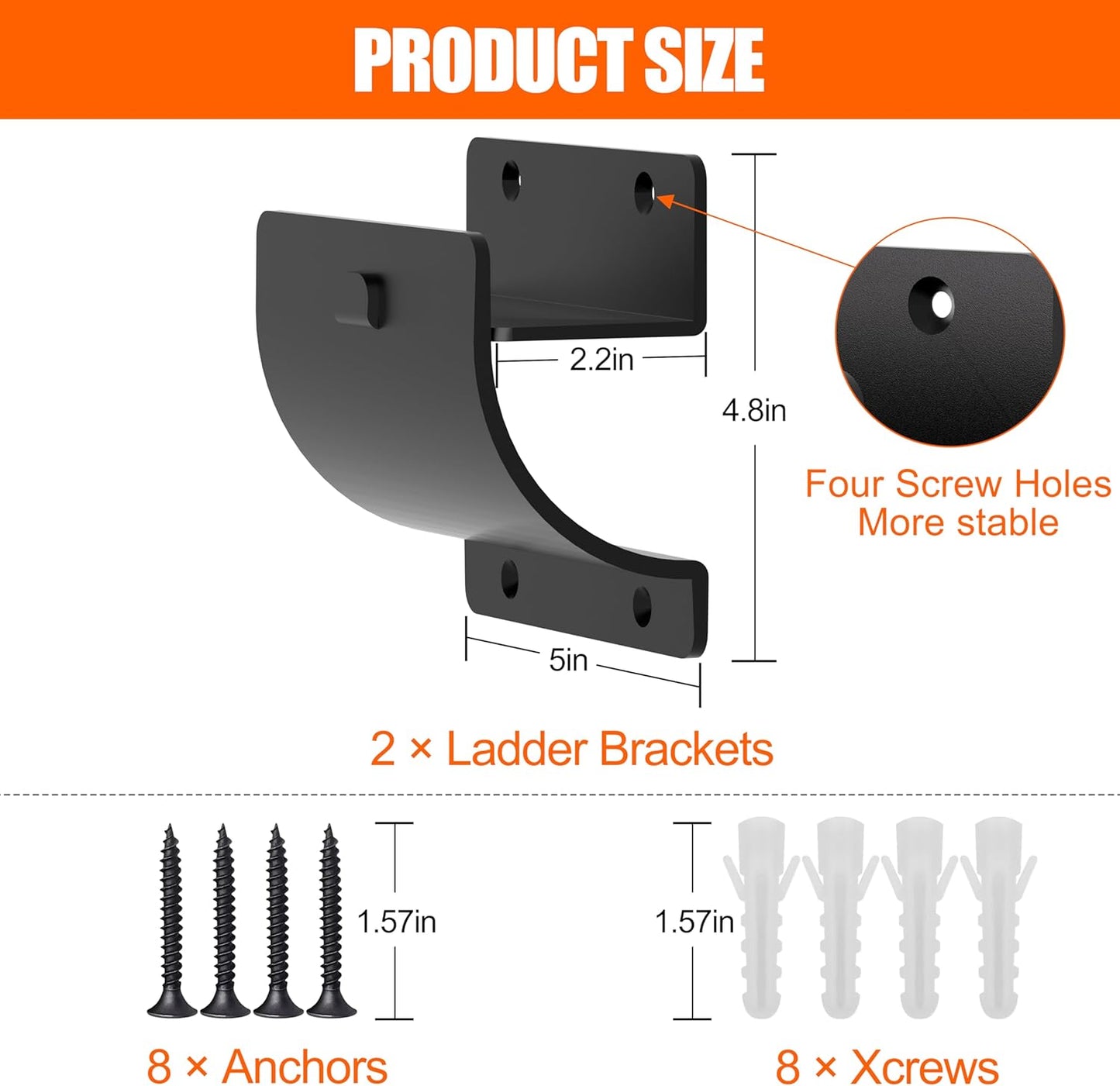 Ladder Hooks, 2 Pack Ladder Hangers for Garage Wall Wheelbarrow Hanger for Home Storage