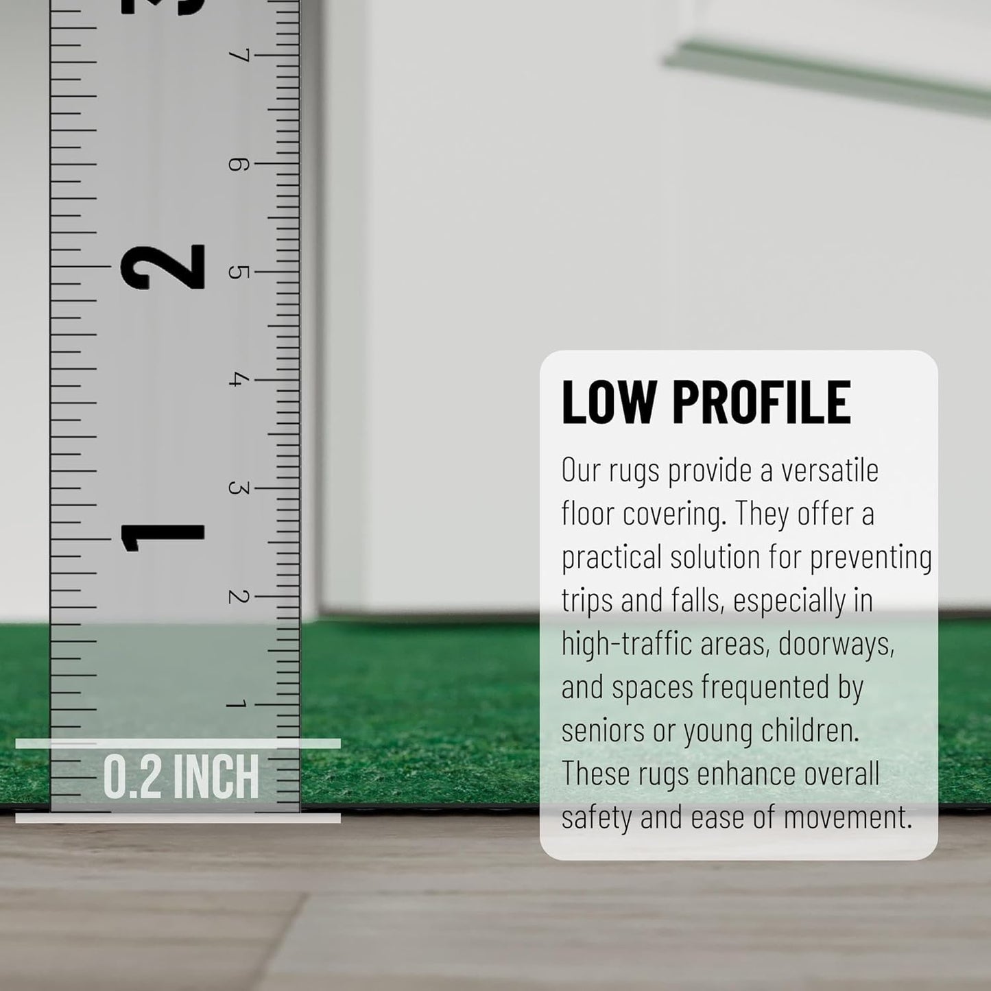 Ottomanson 6'6" x 2' Hallway Runner with Scraper Pile - Extra Durable Non-Slip Rug Mat for Indoor & Outdoor Use - Ideal for Kitchen, Entryway & Garage - High-Traffic Carpet, Green