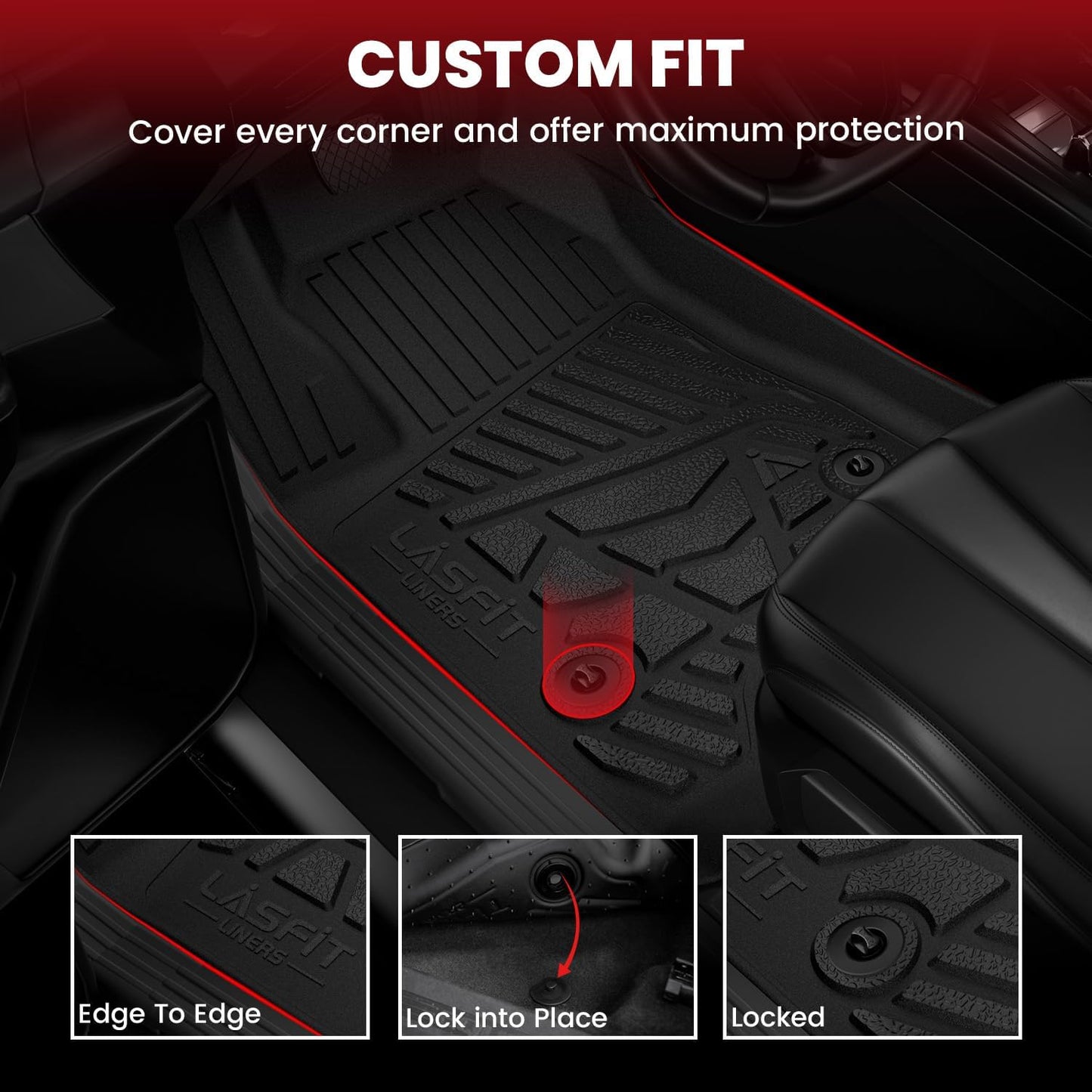 LASFIT Floor Mats 2014-2018 for Chevrolet Chevy Silverado/GMC Sierra 1500 Only Crew Cab, 2015-2019 Silverado/Sierra 2500HD 3500 HD, Only Crew Cab, with Carpet Floor, Only Fit 1st Row Bucket Seating