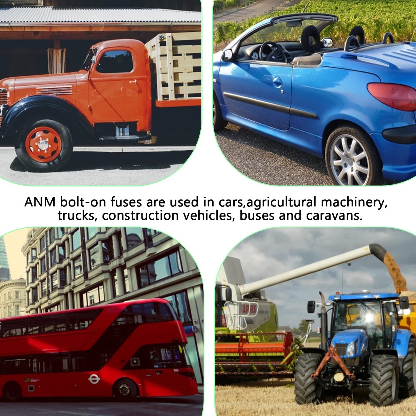 200A MEGA High Current Fuse - 200 Amp Bolt-on Fuse for Cars, Trucks, Construction Vehicles, Buses, Caravans (2 Pcs)