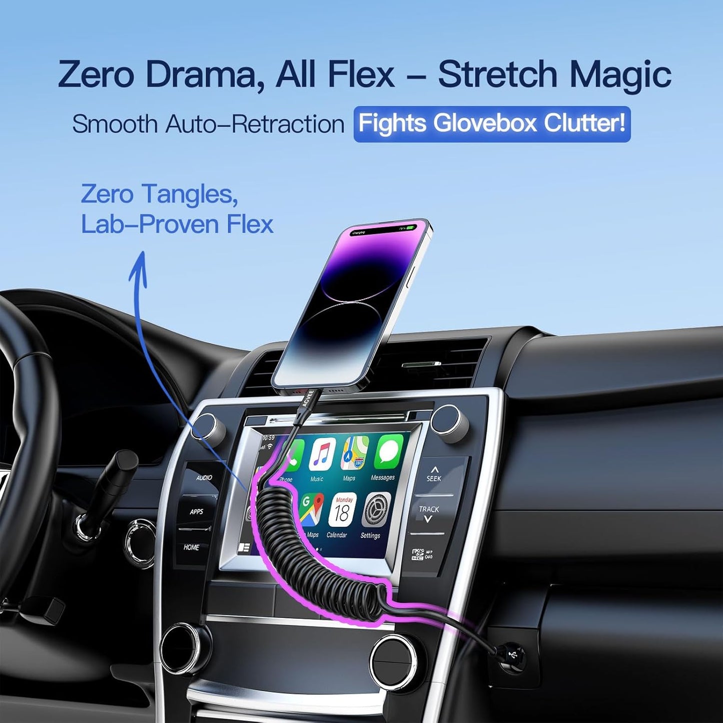 AGVEE 2 Pack 3ft Coiled Short USB-C to Lightning Charging Cable [MFI Certified] 30W PD Fast Charger Cord in Car for iPhone 14/13/12/11/XS/8/7/6/5 CarPlay, iPad, iPod, Black