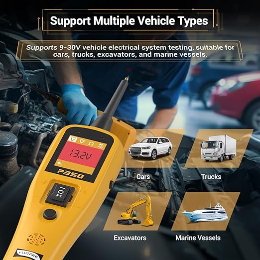 Car Automotive Power Circuit Breaker Probe Tester Finder Tool Bsttery Electrical Fuse AC DC Voltage Tester Test Light Wire Break Locator Analyzer Tracer Pen Accessories 9-30V (p350)