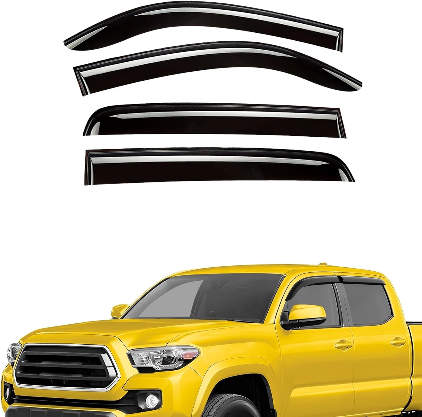 Extra Durable Window Deflectors Tape-On Window Visors Rain Guards Fit for Toyota Tacoma 2016-2023 Double Cab, Sun Visors, Wind Vent for Shades, Exterior Car Accessories - 4pcs. AG0743