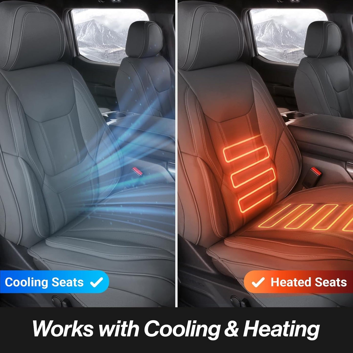 Coverland Custom Car Seat Covers Compatible with 2019-2025 RAM 1500 Quad Cab - Premium Leather Non-Slip Memory Foam Waterproof Cover Interior Protector Full Set-Dark Gray [See Size Chart-Size X123]