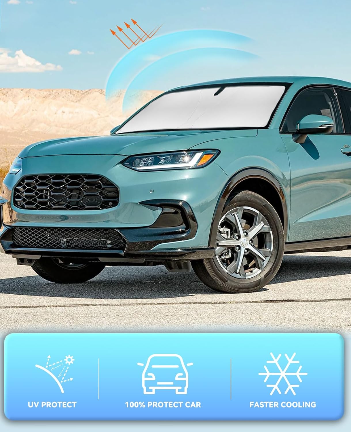 Sun Shade for HRV Windshield Sunshades Cover for 2021-2023 2024 2025 2026 Honda HR-V LX Sport EX EX-L Accessories Foldable Front Window Shields Protector Sun Visor Blocks UV Rays