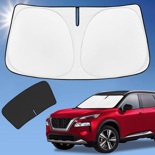 Sun Shade Sunshade Compatible with Nissan Rogue Windshield Cover, 4-Layer Front Window Shade for Rogue 2014-2020 (Not for Rogue Sport) Sun Visor 240T Retractable Shade Blocks UV Rays