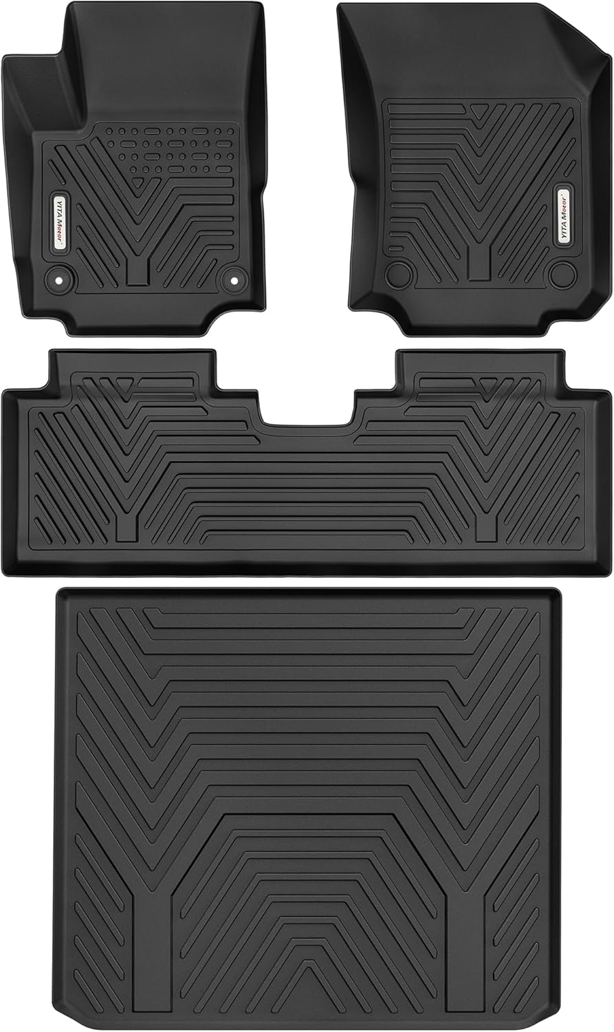 YITAMOTOR Floor Mats Set Fits for Chevrolet Equinox 2018-2024, Custom Fit Front & 2nd Seat Cargo Liner Set - Black TPE All-Weather Guard