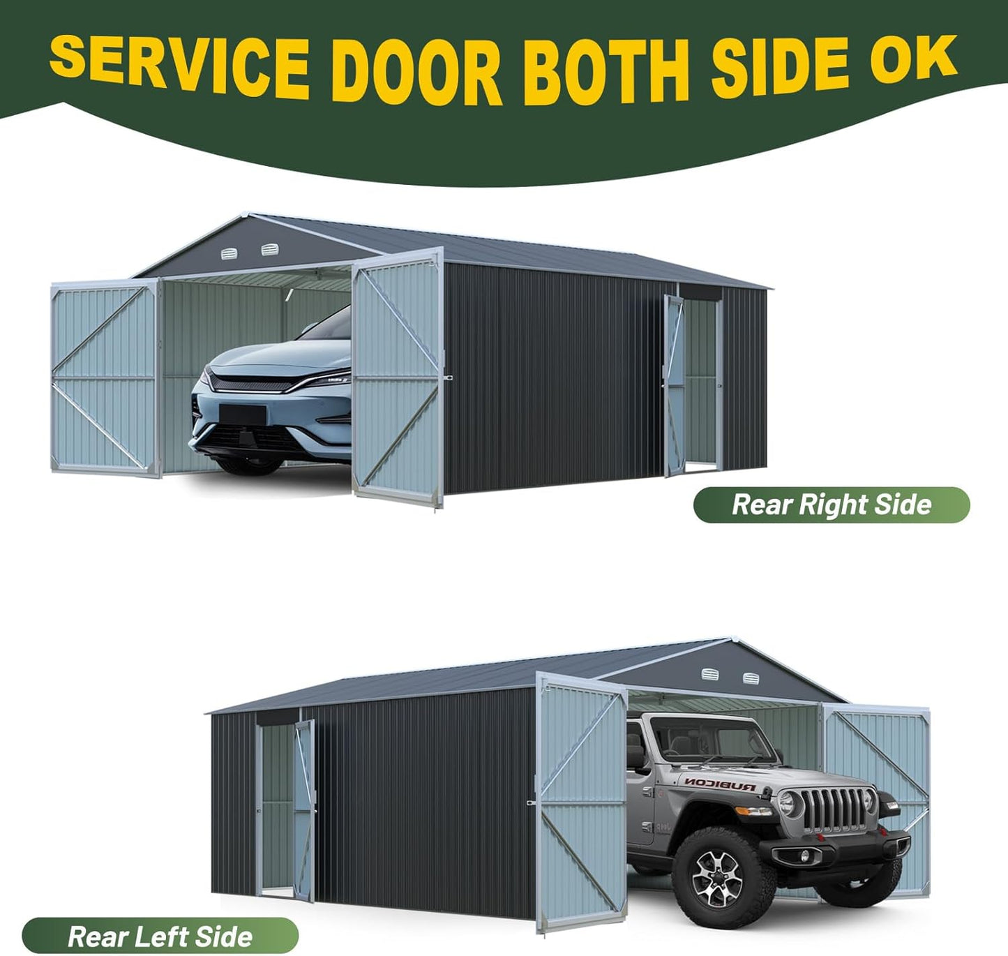 Outdoor Storage Shed 20x13 FT, Sheds & Outdoor Storage Clearance - Metal Garage Shed for Car, Truck, Bike, Garbage Can, Tool, Lawnmower - Backyard Tool House Building with 2 Doors and 4 Vents