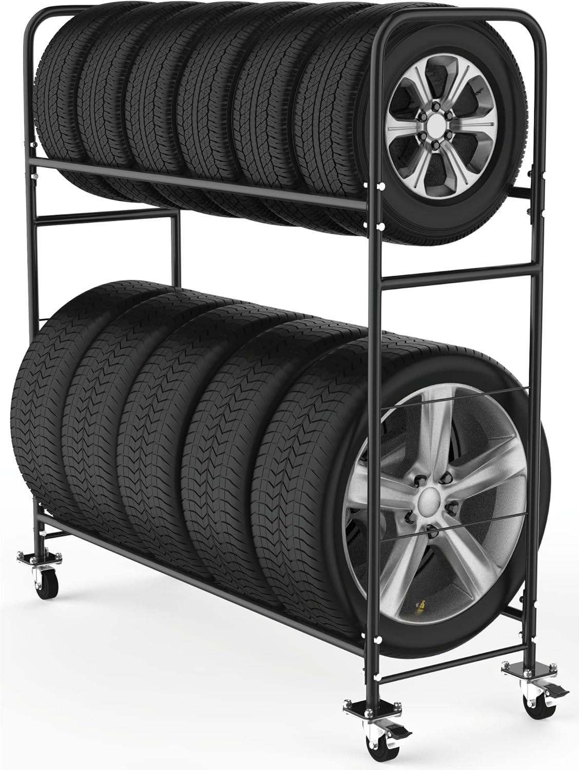STEELAID Tire Storage Rack - Rolling Rack for Garage - Indoor/Outdoor Shelves 60 inch Organizer