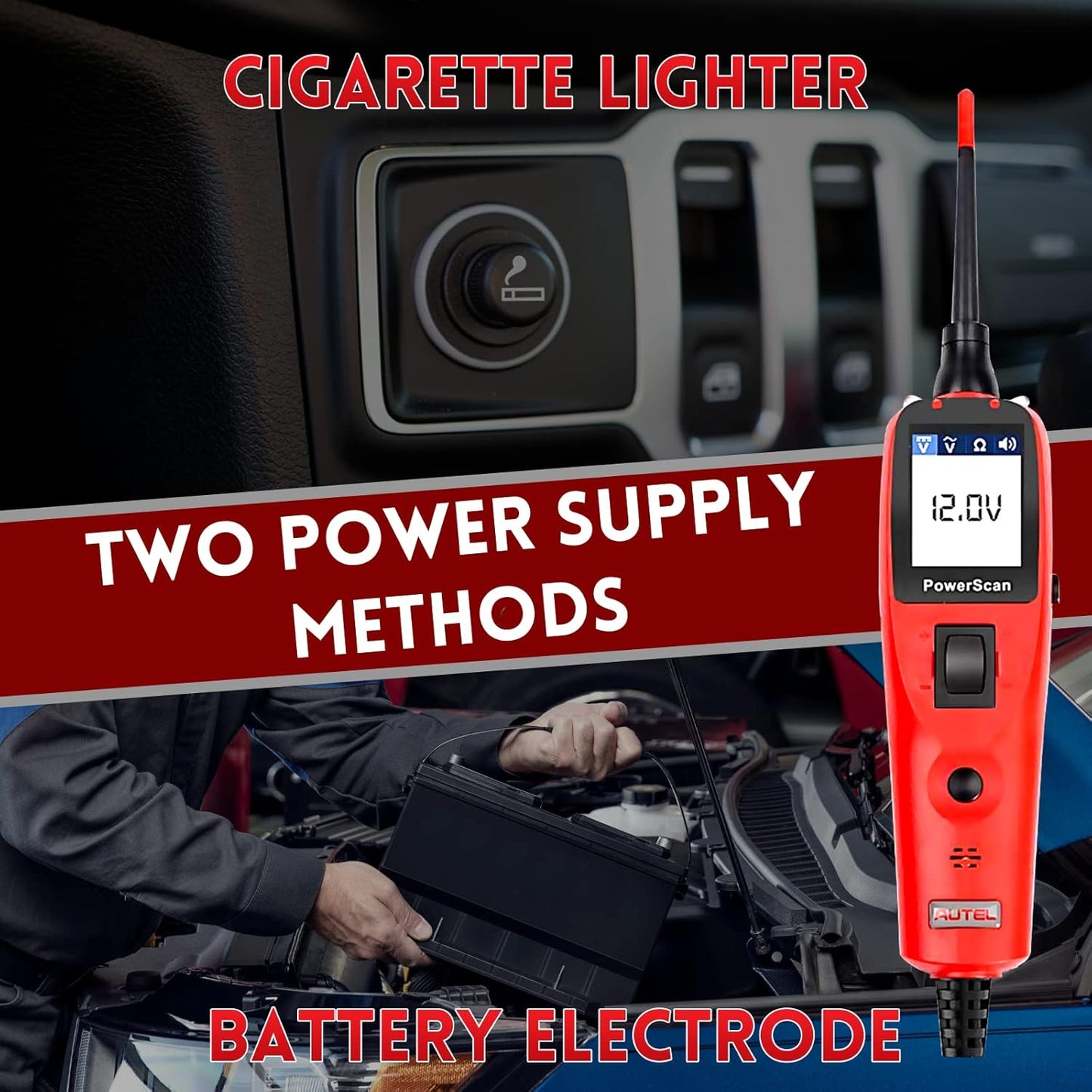 Autel PowerScan PS100 Circuit Tester, Universal 12V 24V Automotive Power Circuit Probe Kit with 20ft Extension Cable, AC/DC/Continuity/Probe/Signal Test, Activate Component Electrical System Tool