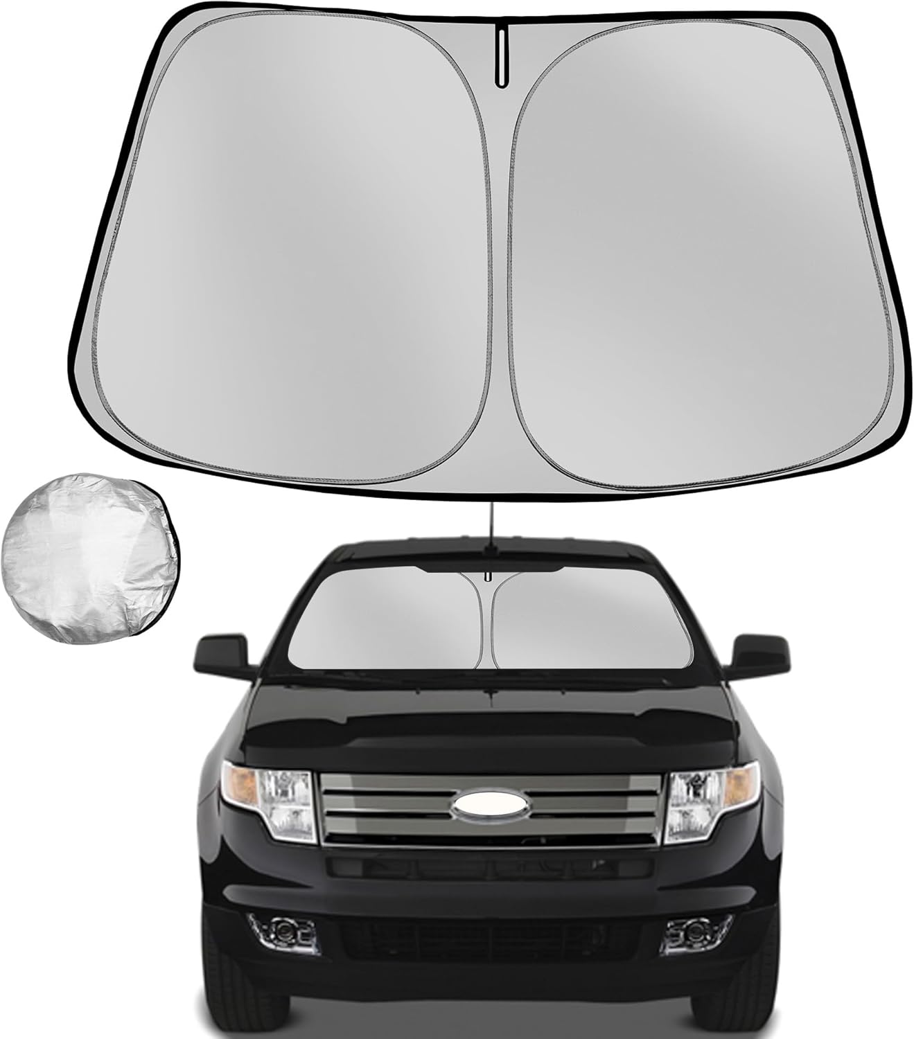 Windshield Sun Shade for 2007-2014 Ford Edge Foldable Sun Sunshade for Car Front Window Blocks UV Rays and Heat Automotive Interior Protector Custom Fit Accessories