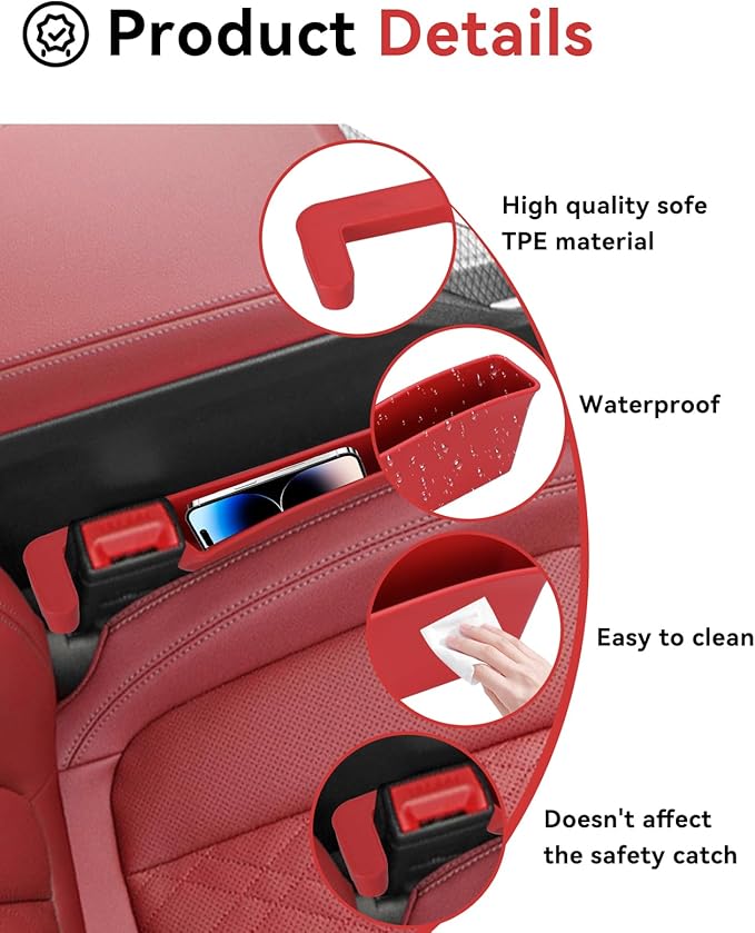Car Seat Gap Filler, Seat Gap Organizer with Phone Holder, Car Seat Accessories, Car Organizer Fit SUV Truck-2PCS Red
