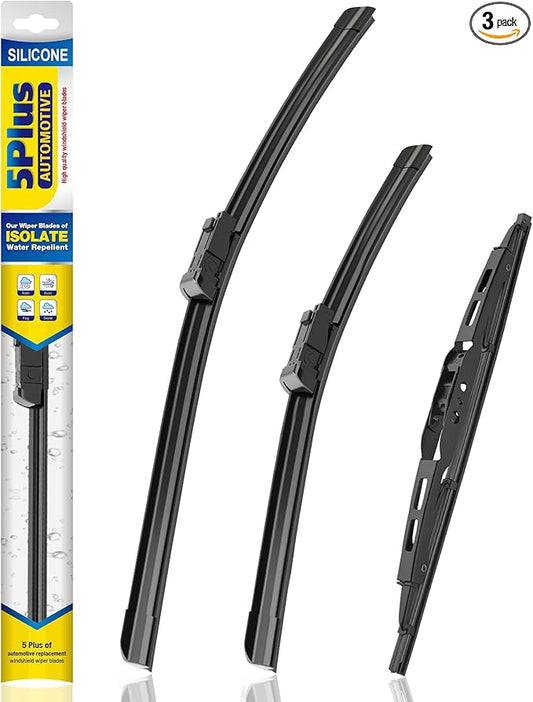 5 PLUS® Silicone Windshield Wipers Replacement for 2013-2021 BUICK Encore,2015-2021 CHEVY Trax Wiper Blades(Set of 3),Automotive Replacement Windshield Wiper Blades For My Car-26"/14"/10"
